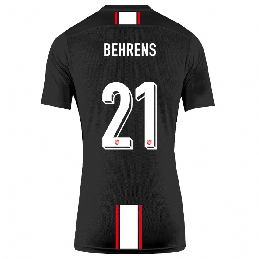 גברים Irichad Behrens #21 שחור לבן הרחק ג'רזי 2025/26 חולצה קצרה