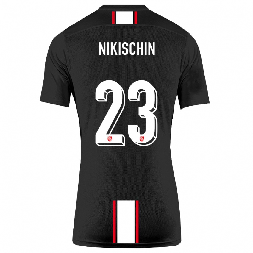 גברים Adrian Nikischin #23 שחור לבן הרחק ג'רזי 2025/26 חולצה קצרה