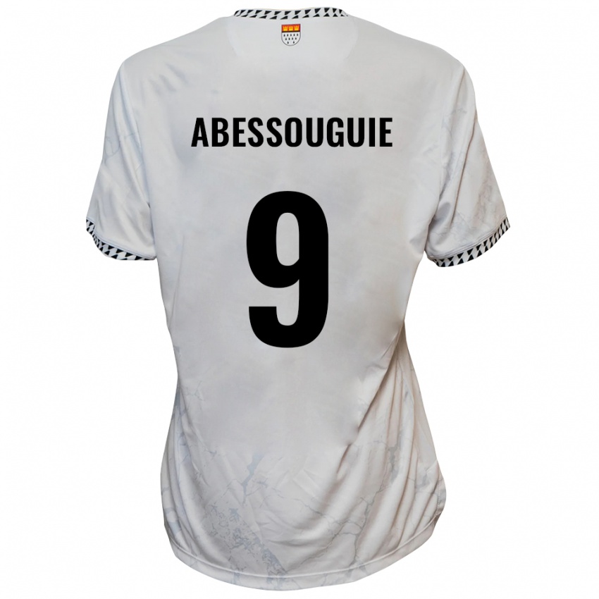 גברים Thierry Abessouguie #9 לבן שחור הרחק ג'רזי 2025/26 חולצה קצרה