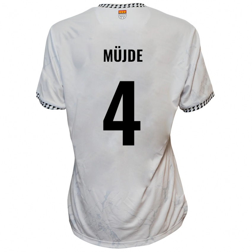 גברים Semih Müjde #4 לבן שחור הרחק ג'רזי 2025/26 חולצה קצרה