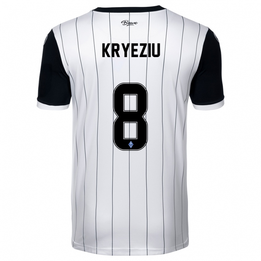 גברים Denis Kryeziu #8 לבן שחור הרחק ג'רזי 2025/26 חולצה קצרה