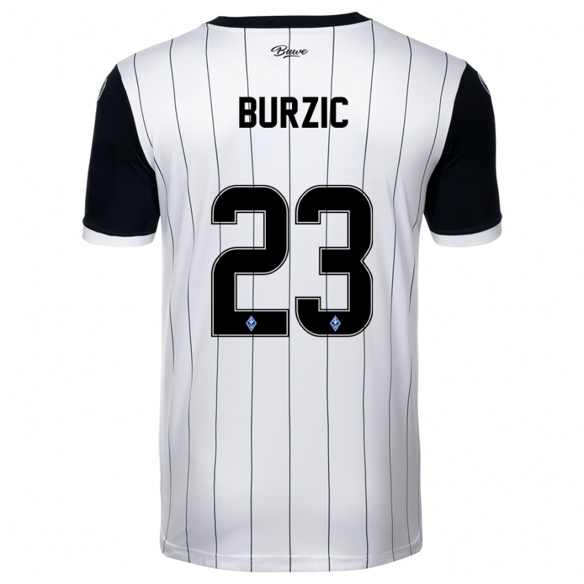 גברים Dino Burzic #23 לבן שחור הרחק ג'רזי 2025/26 חולצה קצרה