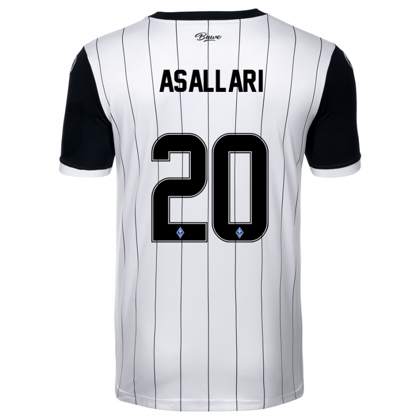 גברים קושטריים אסלארי #20 לבן שחור הרחק ג'רזי 2025/26 חולצה קצרה
