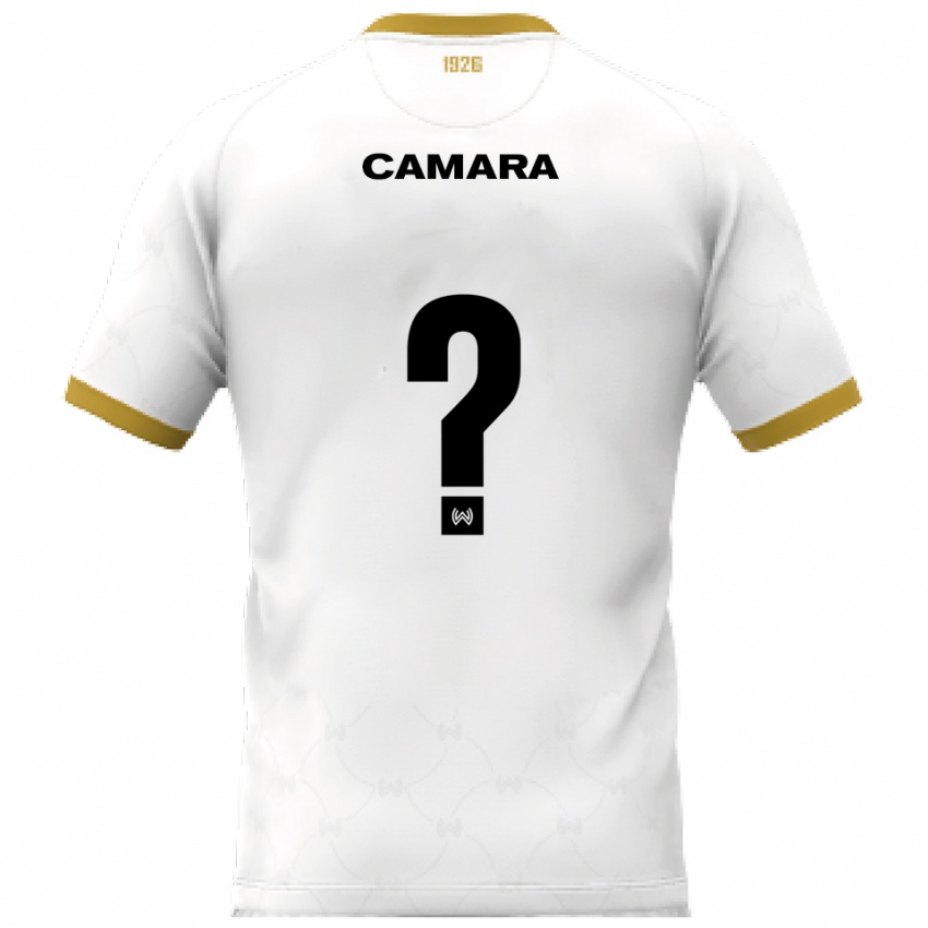 גברים Yaya Camara #0 לבן זהב הרחק ג'רזי 2025/26 חולצה קצרה