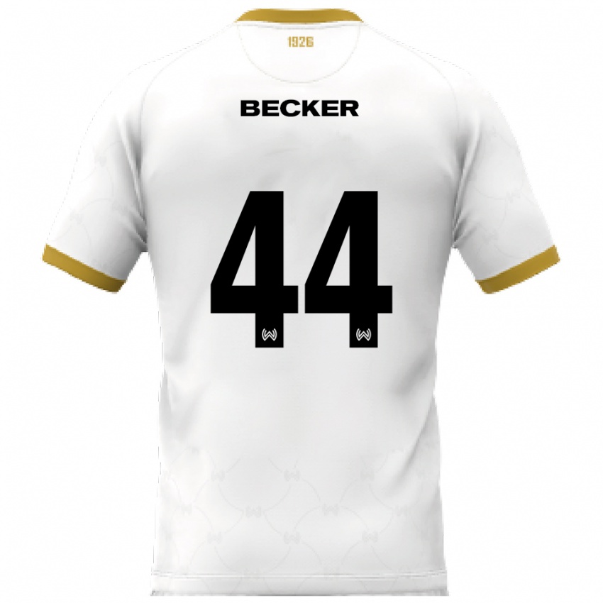 גברים Jan Becker #44 לבן זהב הרחק ג'רזי 2025/26 חולצה קצרה