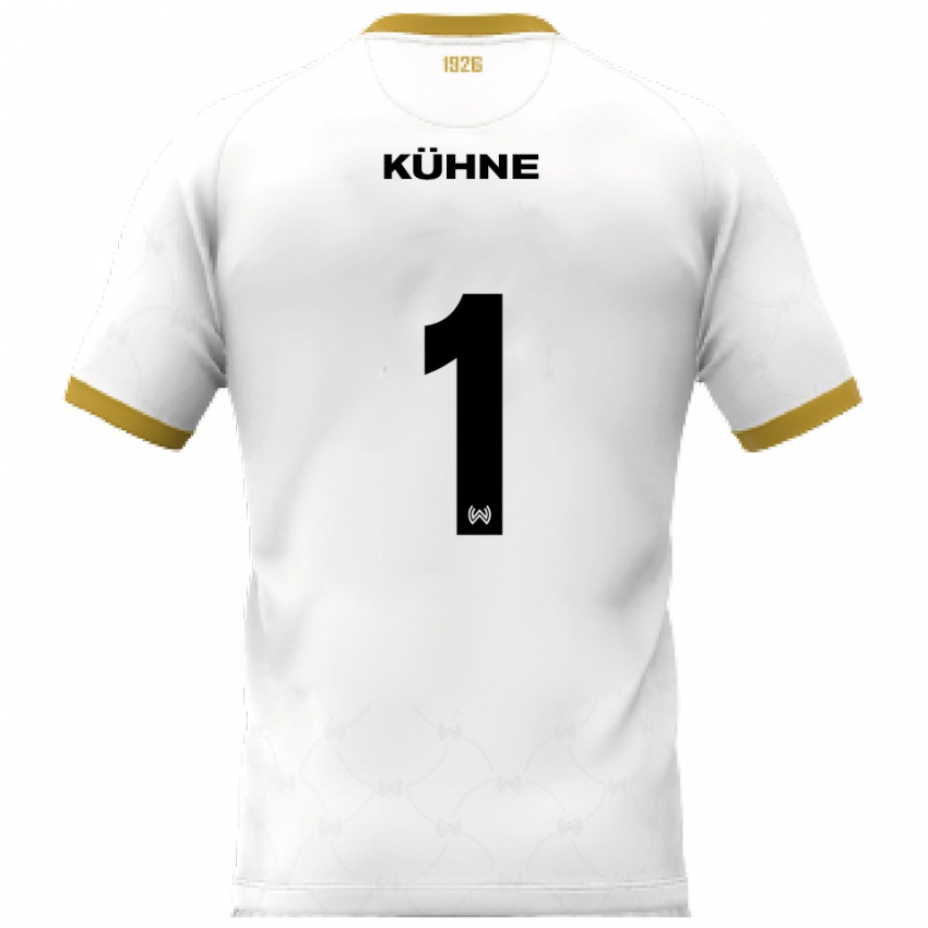 גברים Lars Kühne #1 לבן זהב הרחק ג'רזי 2025/26 חולצה קצרה