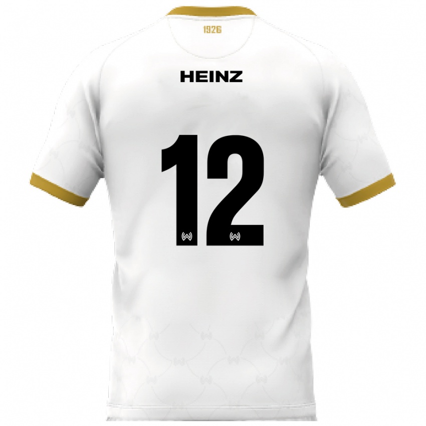 גברים לוין פין היינץ #12 לבן זהב הרחק ג'רזי 2025/26 חולצה קצרה