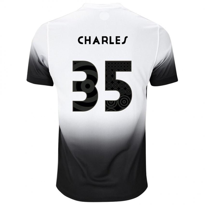 ילדים Charles #35 שחור לבן ג'רזי ביתית 2025/26 חולצה קצרה