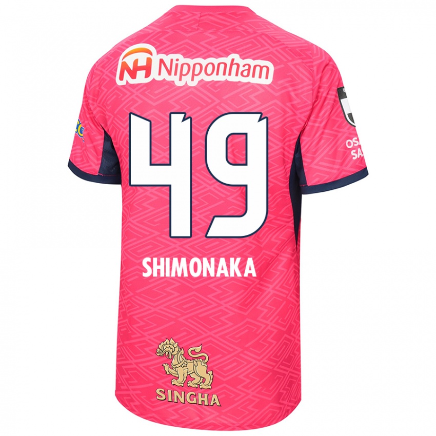 ילדים Ryoga Shimonaka #49 לבן ורוד סאקורה ג'רזי ביתית 2025/26 חולצה קצרה