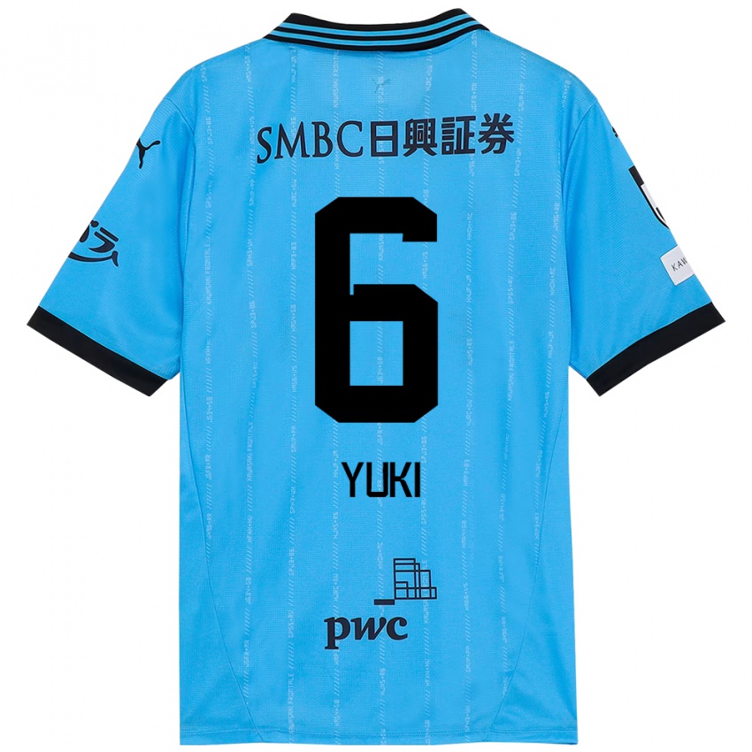 ילדים Yuki Yamamoto #6 לבן תכלת שמיים ג'רזי ביתית 2025/26 חולצה קצרה