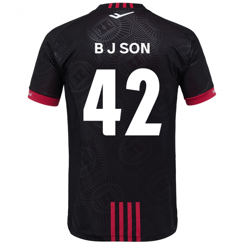 ילדים Jeong-Beom Son #42 שחור אדום ג'רזי ביתית 2025/26 חולצה קצרה