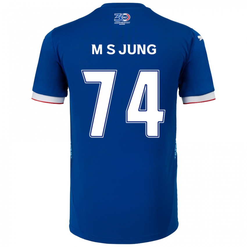 ילדים Sung-Min Jung #74 לבן כחול מלכותי ג'רזי ביתית 2025/26 חולצה קצרה