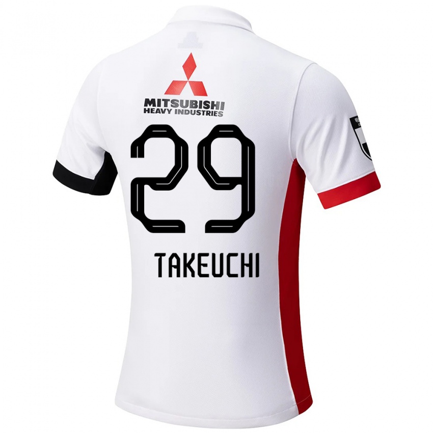 ילדים Ami Takeuchi #29 אדום לבן הרחק ג'רזי 2025/26 חולצה קצרה