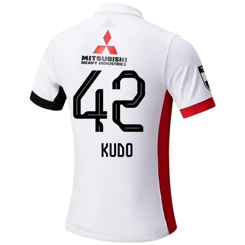ילדים Kota Kudo #42 אדום לבן הרחק ג'רזי 2025/26 חולצה קצרה