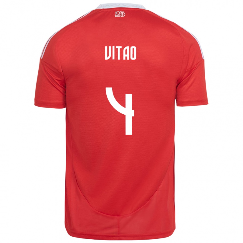 גברים Vitão #4 לבן אדום ג'רזי ביתית 2025/26 חולצה קצרה