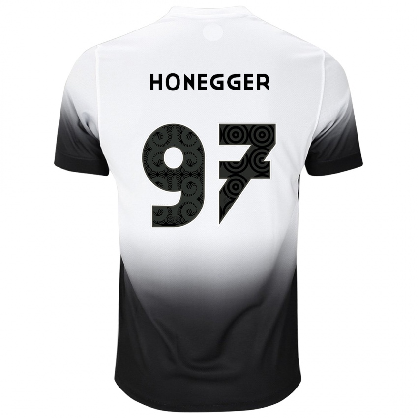 גברים נטשה הונגר #97 לבן שחור ג'רזי ביתית 2025/26 חולצה קצרה