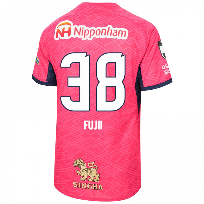 גברים Ryuya Fujii #38 ורוד סאקורה לבן ג'רזי ביתית 2025/26 חולצה קצרה
