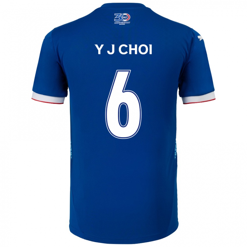 גברים Young-Jun Choi #6 לבן כחול מלכותי ג'רזי ביתית 2025/26 חולצה קצרה