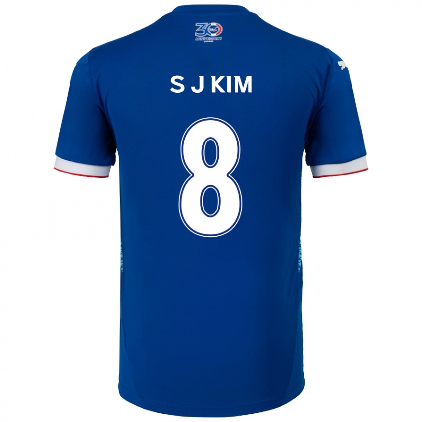גברים Ji-Sung Kim #8 לבן כחול מלכותי ג'רזי ביתית 2025/26 חולצה קצרה