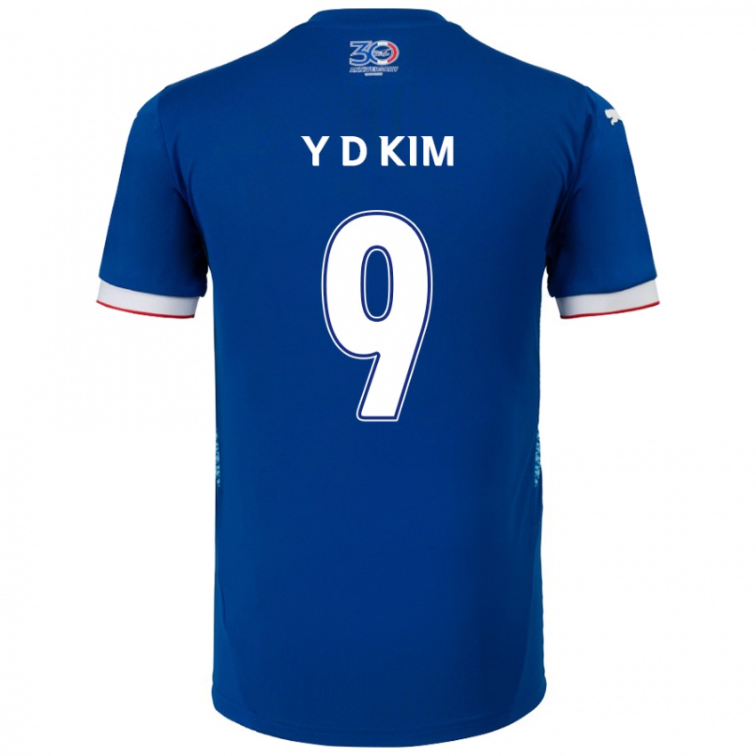 גברים Dong-Yeon Kim #9 לבן כחול מלכותי ג'רזי ביתית 2025/26 חולצה קצרה