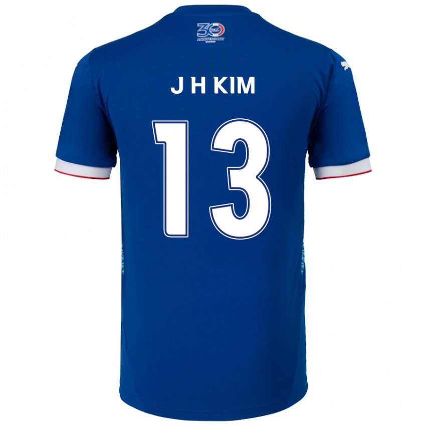 גברים Jung-Hoon Kim #13 לבן כחול מלכותי ג'רזי ביתית 2025/26 חולצה קצרה