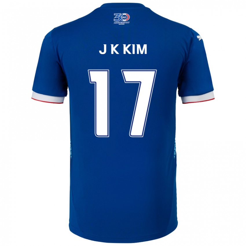 גברים Kyeong-Jung Kim #17 לבן כחול מלכותי ג'רזי ביתית 2025/26 חולצה קצרה