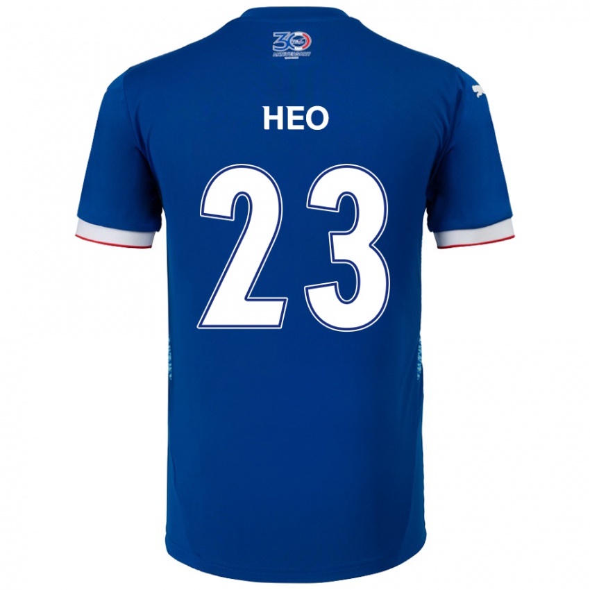 גברים Hwan Heo #23 לבן כחול מלכותי ג'רזי ביתית 2025/26 חולצה קצרה