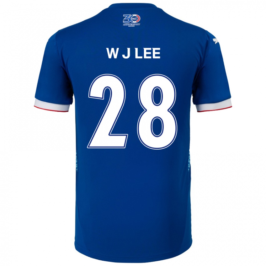 גברים Jun-Woo Lee #28 לבן כחול מלכותי ג'רזי ביתית 2025/26 חולצה קצרה