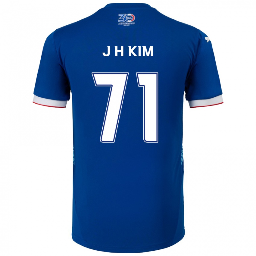 גברים Ji-Ho Kim #71 לבן כחול מלכותי ג'רזי ביתית 2025/26 חולצה קצרה