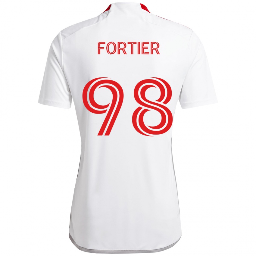 גברים Kristjan Fortier #98 אדום לבן הרחק ג'רזי 2025/26 חולצה קצרה