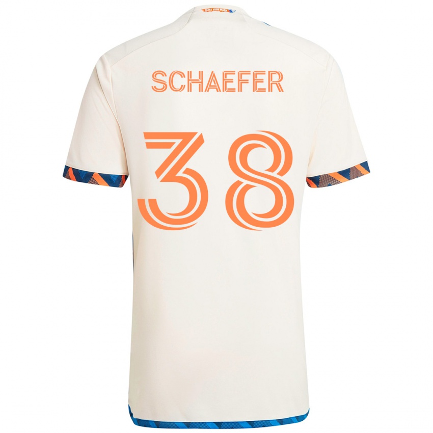 גברים Brian Schaefer #38 כחול כהה כתום הרחק ג'רזי 2025/26 חולצה קצרה