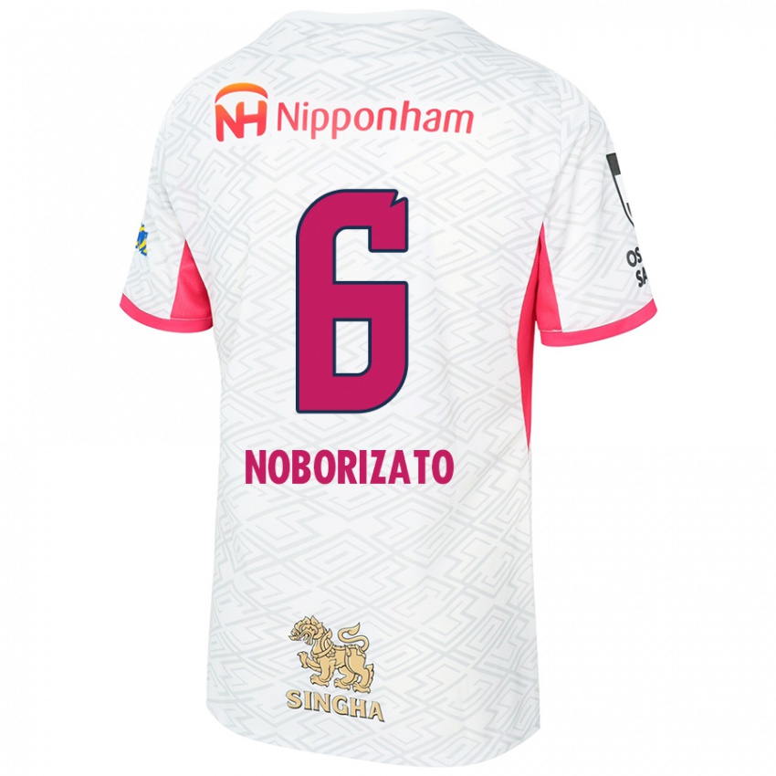 גברים Kyohei Noborizato #6 ורוד סאקורה לבן הרחק ג'רזי 2025/26 חולצה קצרה