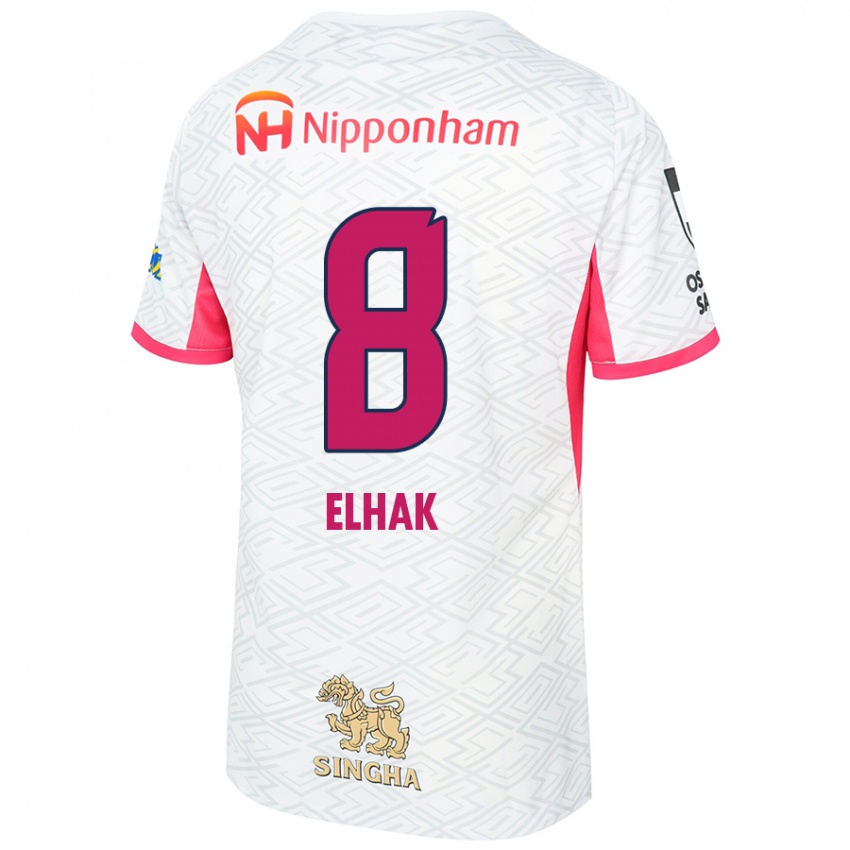 גברים Akuro Elhak #8 ורוד סאקורה לבן הרחק ג'רזי 2025/26 חולצה קצרה