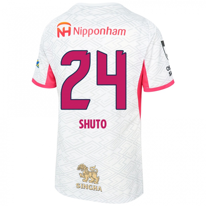 גברים Nozomi Shuto #24 ורוד סאקורה לבן הרחק ג'רזי 2025/26 חולצה קצרה