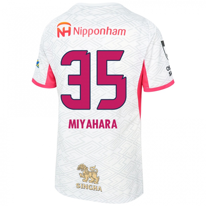 גברים Jinta Miyahara #35 לבן ורוד סאקורה הרחק ג'רזי 2025/26 חולצה קצרה