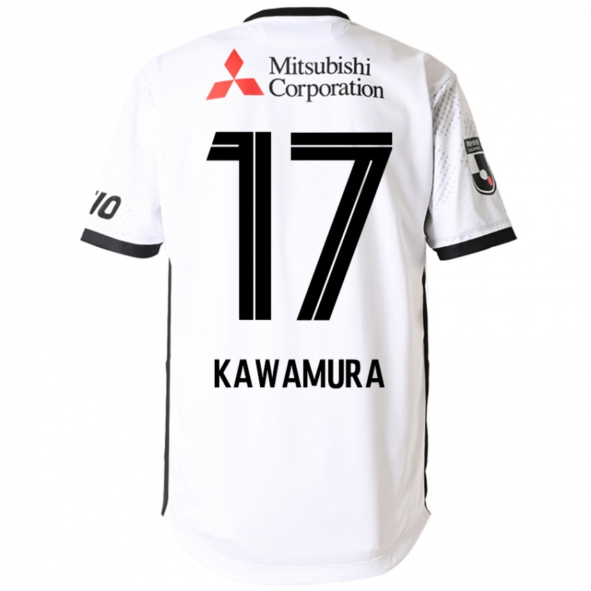 גברים Riku Kawamura #17 לבן שחור הרחק ג'רזי 2025/26 חולצה קצרה