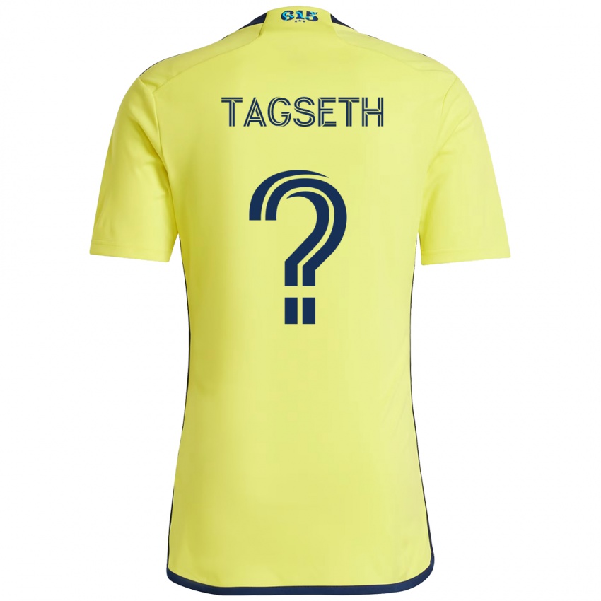 נשים Edvard Tagseth #0 כחול נייבי צהוב ג'רזי ביתית 2025/26 חולצה קצרה