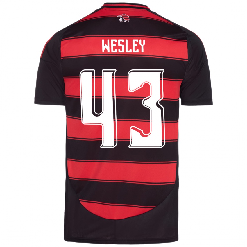 נשים Wesley #43 אדום שחור ג'רזי ביתית 2025/26 חולצה קצרה