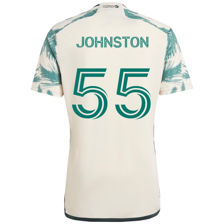 נשים Malcolm Johnston #55 בז' ירוק הרחק ג'רזי 2025/26 חולצה קצרה