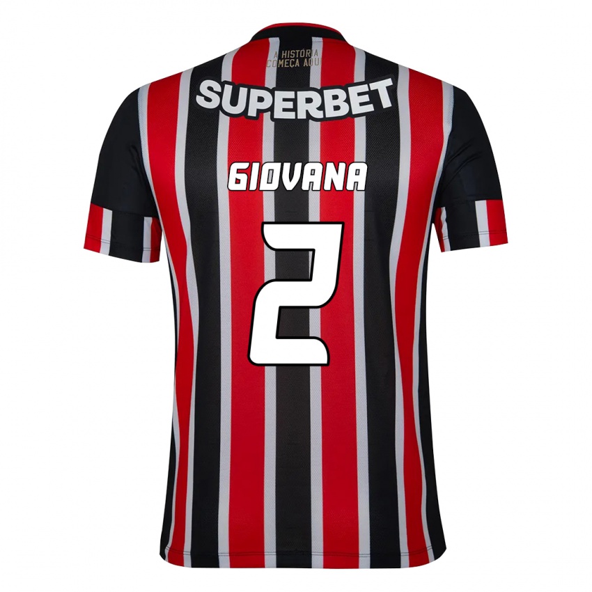 נשים Giovana #2 שחור אדום הרחק ג'רזי 2025/26 חולצה קצרה