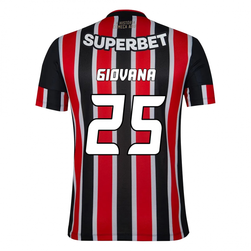 נשים Giovana #25 שחור אדום הרחק ג'רזי 2025/26 חולצה קצרה