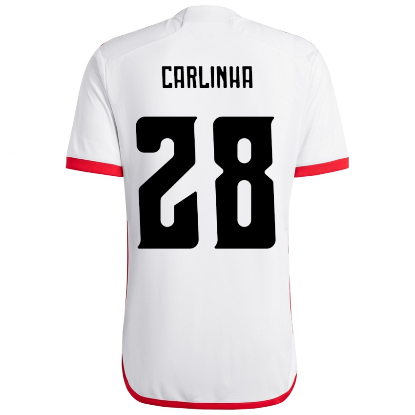 נשים Carlinha #28 לבן אדום הרחק ג'רזי 2025/26 חולצה קצרה