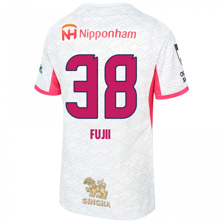 נשים Ryuya Fujii #38 לבן ורוד סאקורה הרחק ג'רזי 2025/26 חולצה קצרה