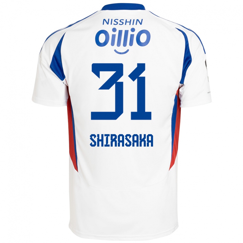 נשים Fuma Shirasaka #31 לבן כחול מלכותי הרחק ג'רזי 2025/26 חולצה קצרה