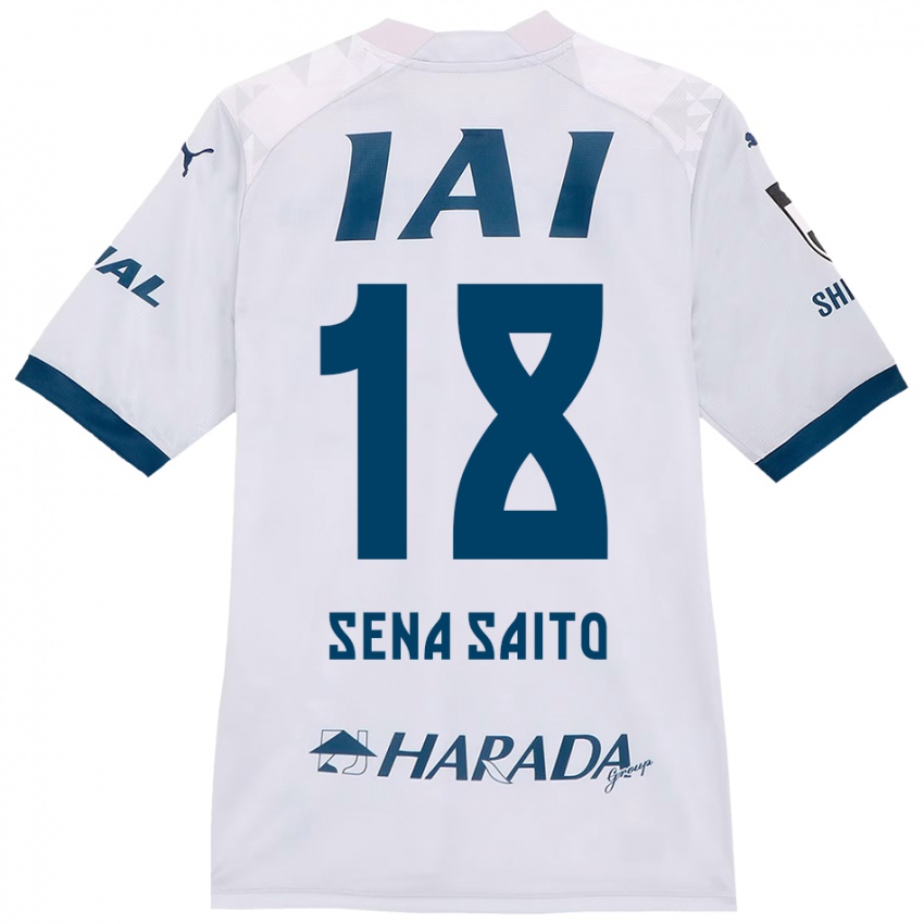 נשים Sena Saito #18 לבן כחול מלכותי הרחק ג'רזי 2025/26 חולצה קצרה