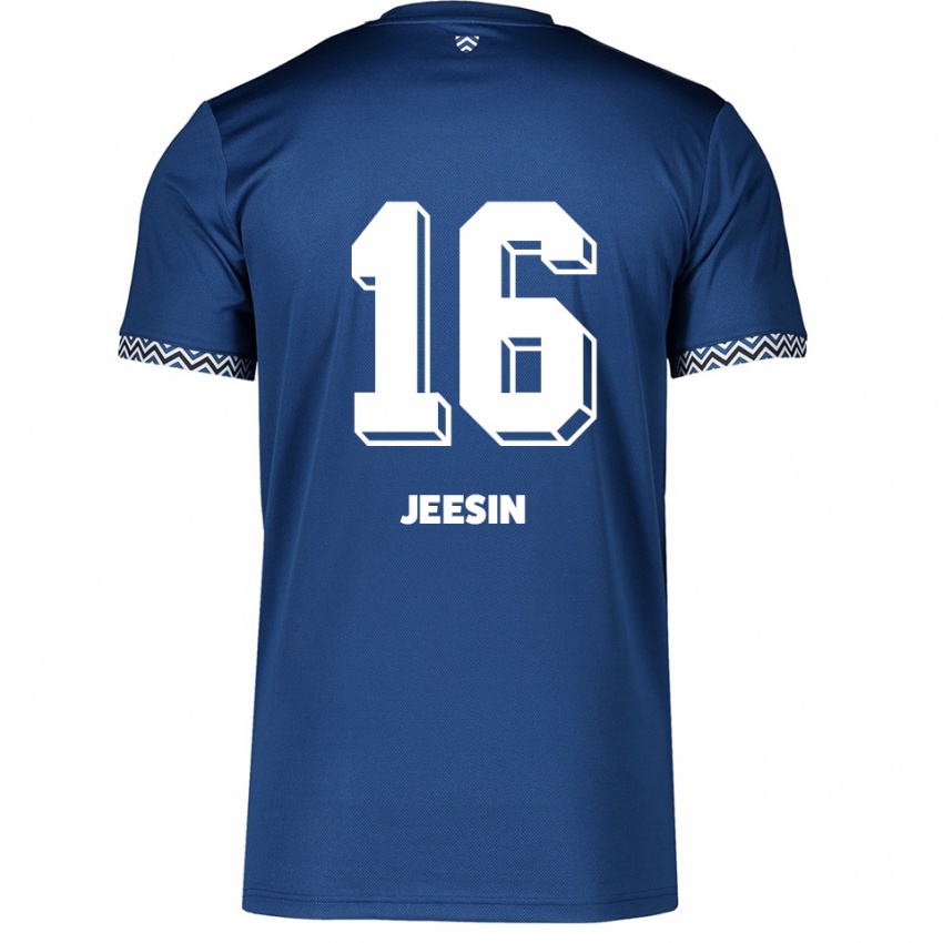 נשים Jenath Jeesin #16 כחול נייבי לבן ג'רזי ביתית 2025/26 חולצה קצרה