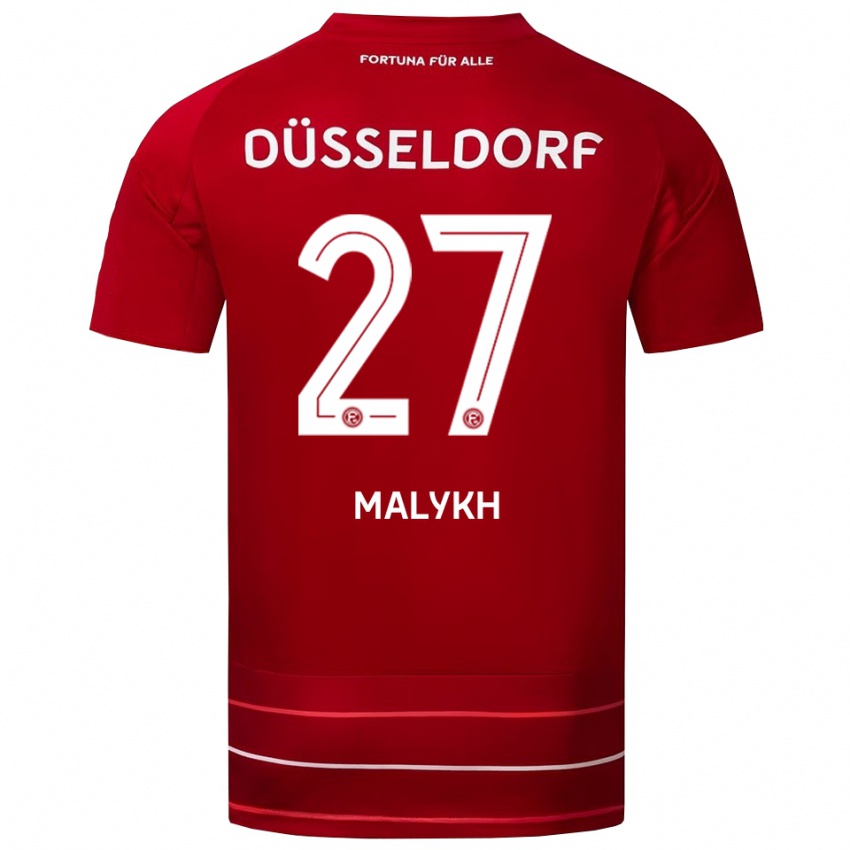 נשים Tymofiy Malykh #27 אדום לבן ג'רזי ביתית 2025/26 חולצה קצרה