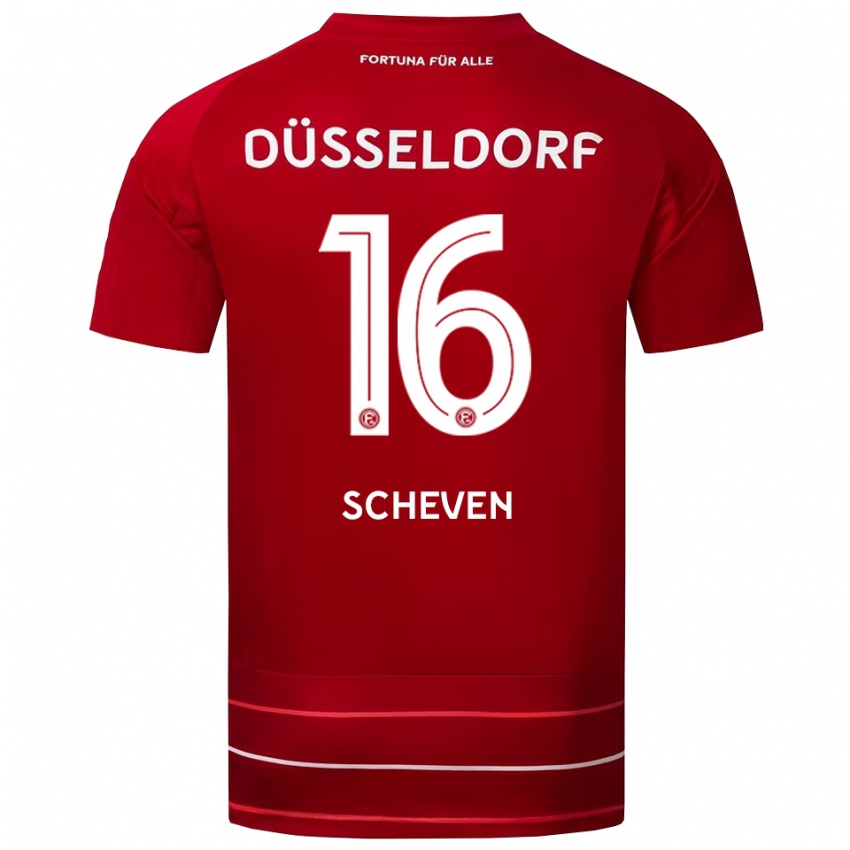 נשים Josua Scheven #16 אדום לבן ג'רזי ביתית 2025/26 חולצה קצרה