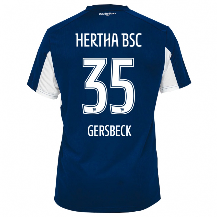 נשים מריוס גרסבק #35 לבן כחול ג'רזי ביתית 2025/26 חולצה קצרה