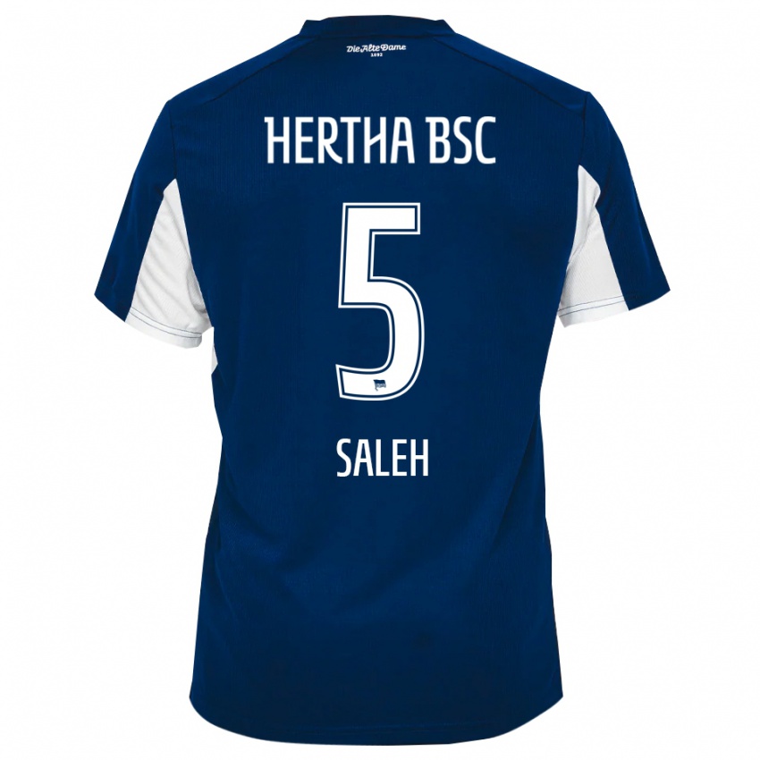 נשים Ibrahim Saleh #5 לבן כחול ג'רזי ביתית 2025/26 חולצה קצרה